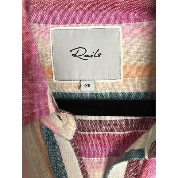 Rails Women's XS Stripe Tie Front Button Up Shirt - Picture 2 of 8